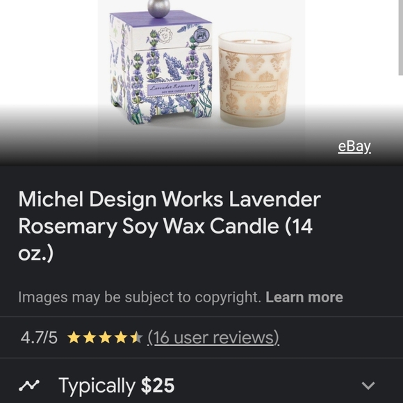 NWT very elegant Michel design works 6.5 oz soy candle lavender rosemary - Picture 4 of 8